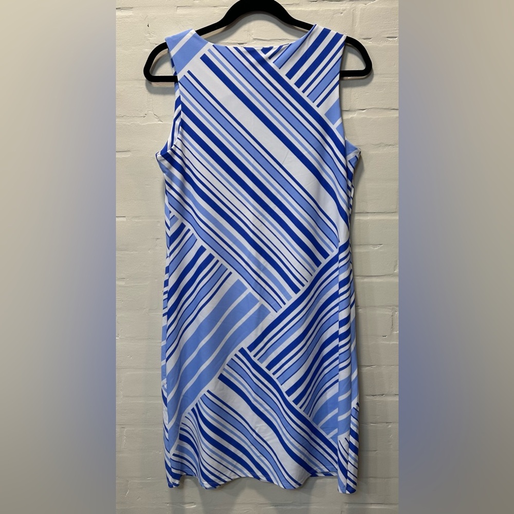 Jude Connally Blue & White Striped Preppy Nautical Sleeveless Shift Dress M - Picture 4 of 6